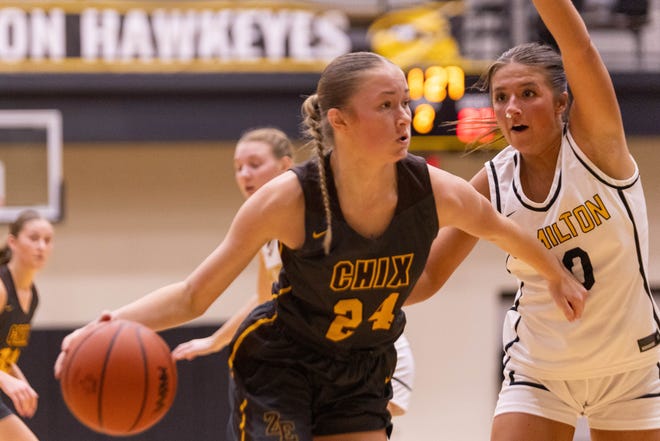 Meera Fenlon, de Zeeland East, regatea por la pista el martes 7 de enero en Hamilton.