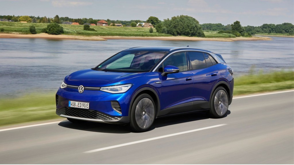 ID de Blue Volkswagen.4 Conducción AV en la pantalla del ángulo frontal izquierdo